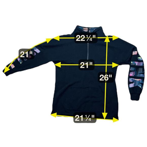 Pink Victoria Secret Sweatshirt Womens Black 1/4 Zip Tropical Logo Print Sz S - Picture 6 of 6